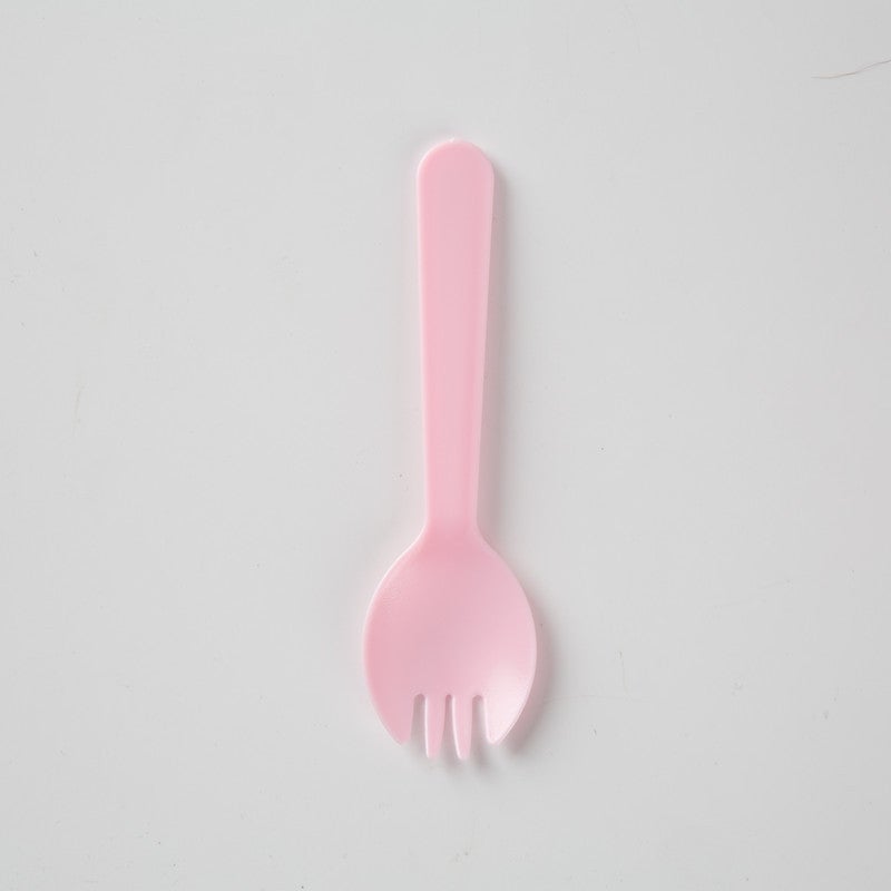 general 100 Pcs Disposable Plastic Spoons Forks Colorful Cake Dessert Cutlery Individually Packaged - Image 1