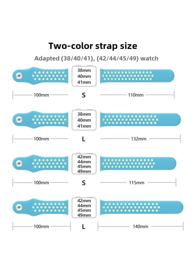 Generic - Suitable For Apple Two-color Silicone Nike Strap Nike Hole Apple Iwatch Breathable Sports Watch Strap-Color:8 Black + Purple-Specifications:38/40/41mm-L - Image 1