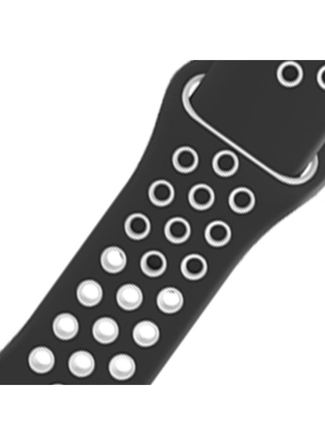 Generic - Suitable For Apple Two-color Silicone Nike Strap Nike Hole Apple Iwatch Breathable Sports Watch Strap-Color:8 Black + Purple-Specifications:38/40/41mm-L - Image 1
