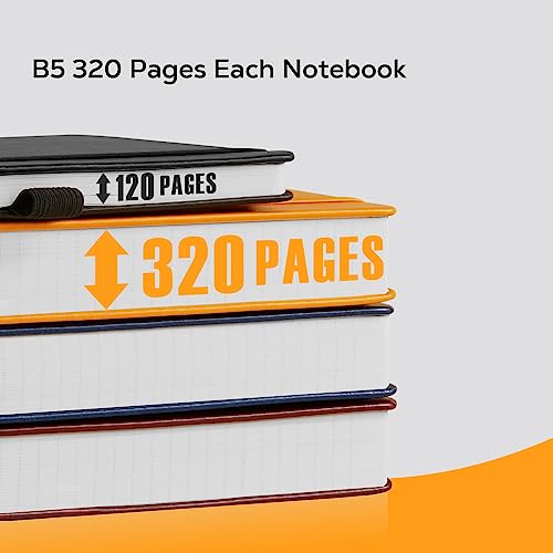 FOCUS DAY Leather Lined Notebook Journal, 320 Pages Hardcover Notebook Journals for Writing Note Taking Women & Men, B5 (7.1'' X 10'') College Ruled Daily Notebook Journal, Orange - Image 3