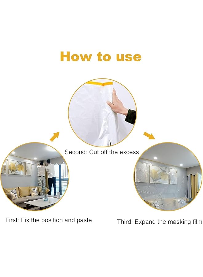 erorex 4 Pcs Tape And Drape 5 Ft X 65 Ft Pre Taped Masking Film Plastic Painting Drop Film Painters Plastic Sheeting Roll Masking Paper With Tape For Automotive Painting Paint - Image 3