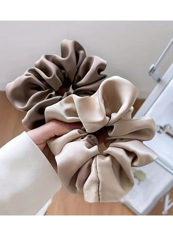 Ucanbe 3pcs Vintage Satin Hair Rope, Simple Fashion Large Intestine Hair Band, Minimalist Solid Color Hair Ring for Daily Commuting Outdoor Leisure Use - Image 4