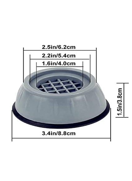 DEALBOOTH DEALBOOTH Anti Vibration Pads for Washing Machine Washer Dryer with Suction Cup Feet Washing Machine feet Pads Bush for Grip Noise Cancelling Lifting Base Round Grey Big Size Pack of 4  - Image 2