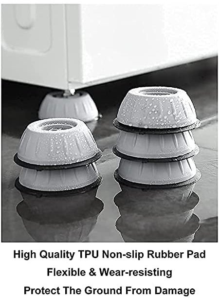 DEALBOOTH DEALBOOTH Anti Vibration Pads for Washing Machine Washer Dryer with Suction Cup Feet Washing Machine feet Pads Bush for Grip Noise Cancelling Lifting Base Round Grey Big Size Pack of 4  - Image 5