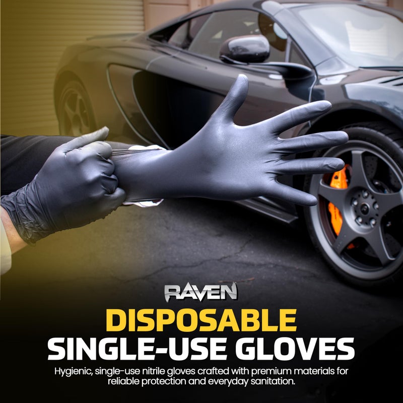 SAS Safety 66518 Raven Powder-Free Disposable Black Nitrile 7-Mil Gloves, Large, 100 Gloves by Weight - Image 4