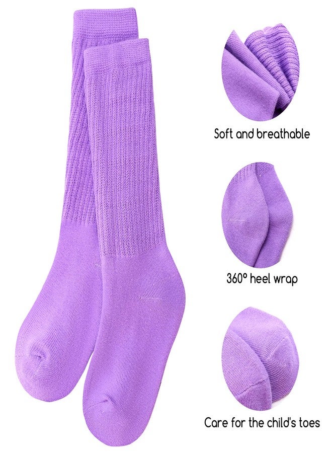 Auranso Girl Knee High Cotton Socks 9 Pairs Girls Long Crew Socks Color D 6-8 Years - Image 4