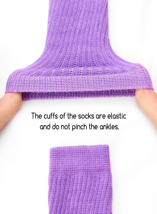 Auranso Girl Knee High Cotton Socks 9 Pairs Girls Long Crew Socks Color D 6-8 Years - Image 5