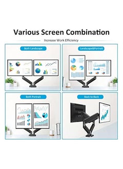 erorex Dual Monitor Arm,Monitor Desk Mount Stand With Fully Adjustable Gas Spring for 15-32 inch Flat/Curved Computer Screens,75x75/100x100mm VESA Mount,C Clamp/Grommet Base for 2 Computer Screen  - Image 3