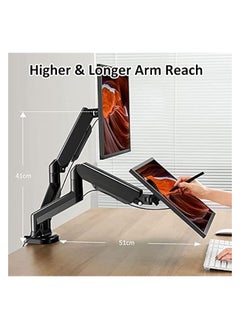 erorex Dual Monitor Arm,Monitor Desk Mount Stand With Fully Adjustable Gas Spring for 15-32 inch Flat/Curved Computer Screens,75x75/100x100mm VESA Mount,C Clamp/Grommet Base for 2 Computer Screen  - Image 5
