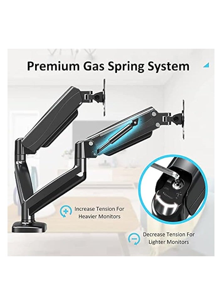 erorex - Dual Monitor Arm,Monitor Desk Mount Stand With Fully Adjustable Gas Spring for 15-32 inch Flat/Curved Computer Screens,75x75/100x100mm VESA Mount,C Clamp/Grommet Base for 2 Computer Screen - Image 1