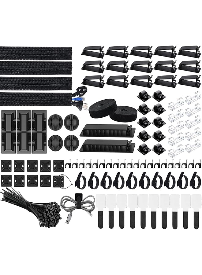 promass Cable Management Organizer Kit Wire Organizer for Home and Office Computer TV Under Gaming Desk (200 PCS) - Image 1