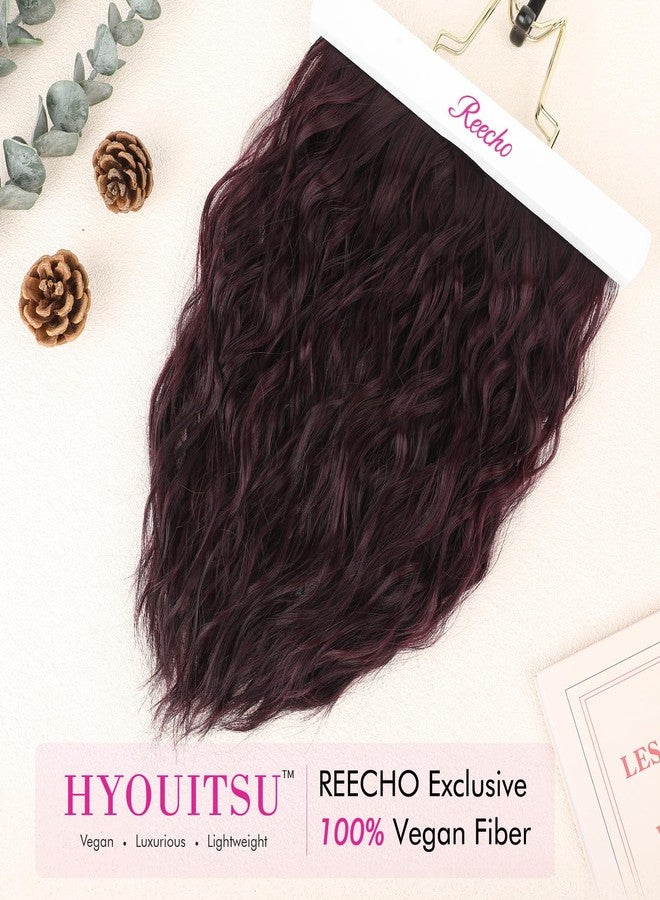 REECHO 4PCS Clip in Hair Extensions - 12" Short Curly Wavy Brown Invisible Lace Weft Natural Soft Hairpieces for Women - Burgundy - Image 3