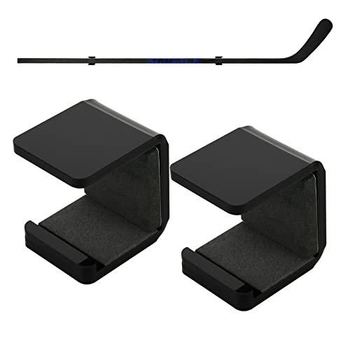Cosmos 1 Pair Hockey Stick Wall Mount Rack - Horizontal Display Holder & Storage Organizer Hanger for Ice Hockey Stick, Space-Saving Display Bracket with Anti-Scratch Pad (Solid Black) - Image 1
