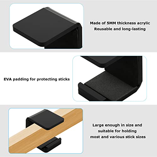 Cosmos 1 Pair Hockey Stick Wall Mount Rack - Horizontal Display Holder & Storage Organizer Hanger for Ice Hockey Stick, Space-Saving Display Bracket with Anti-Scratch Pad (Solid Black) - Image 2