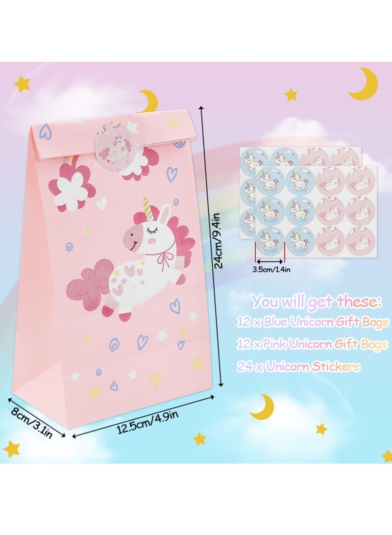 Excefore Party Bags, 24 Pack Unicorn Paper Party Bags for Kids Party, Unicorn Goodie Candy Treat Paper Bags for Girls, Gift Bags with Stickers for Unicorn Theme Birthday Baby Shower Party Supplies - Image 4