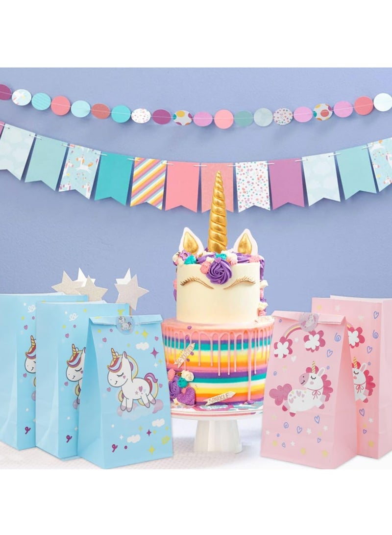 Excefore Party Bags, 24 Pack Unicorn Paper Party Bags for Kids Party, Unicorn Goodie Candy Treat Paper Bags for Girls, Gift Bags with Stickers for Unicorn Theme Birthday Baby Shower Party Supplies - Image 5