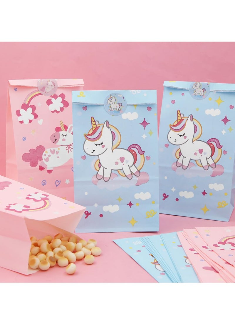 Excefore Party Bags, 24 Pack Unicorn Paper Party Bags for Kids Party, Unicorn Goodie Candy Treat Paper Bags for Girls, Gift Bags with Stickers for Unicorn Theme Birthday Baby Shower Party Supplies - Image 3