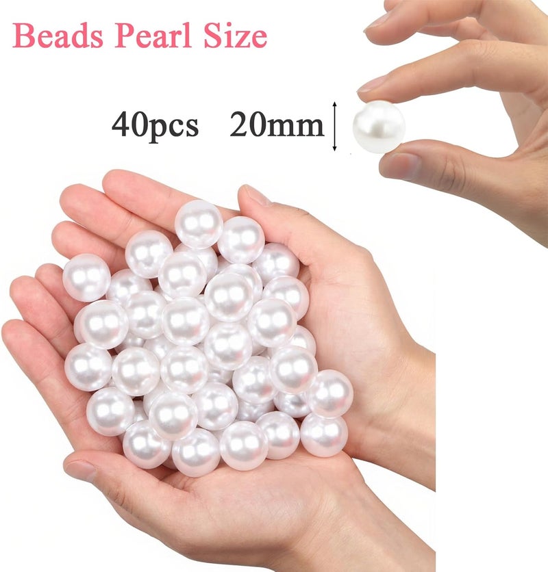 YIXUAN Elegant Glossy Polished Pearl Beads, 40pcs 20mm Non Drilled Plastic Pearls, Faux Pearl Beads Without Holes for Vase Filler, DIY Craft, Table Scatter, Wedding Decoration, Home Decoration - Image 2