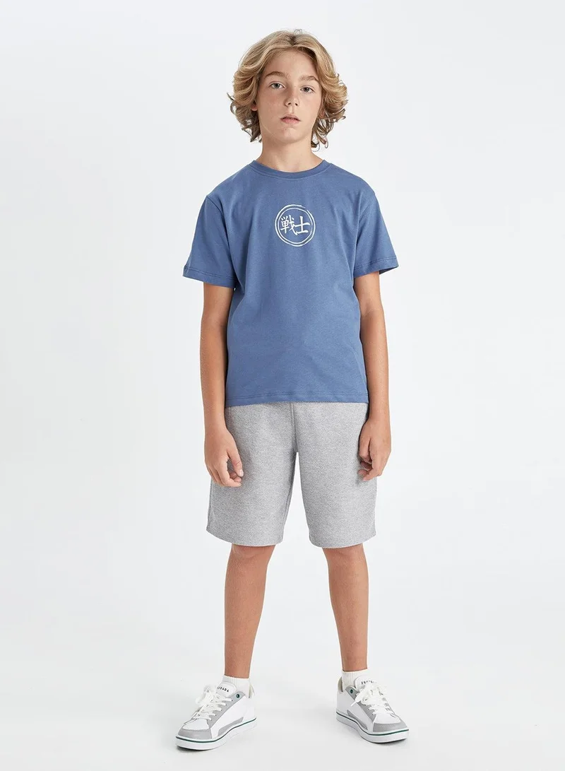 DeFacto Printed Round Neck Short Sleeve T-Shirt