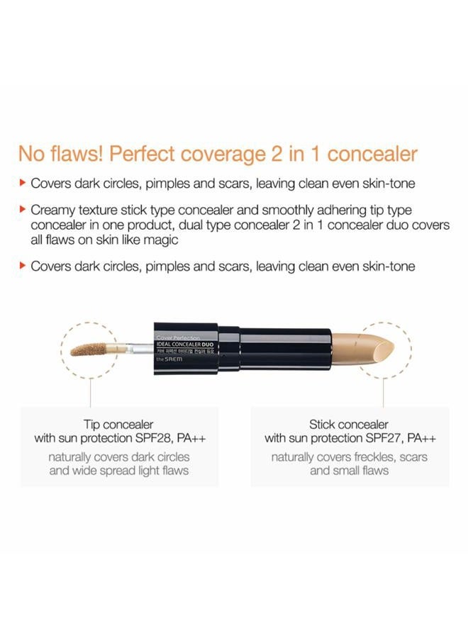 THESAEM Cover Perfection Ideal Concealer Duo (#2 Rich Beige) | Dual Type Full Coverage Concealer, High Adherence High Pigmented, No Clumping in Wrinkles, Crease-Proof Concealer - Image 3