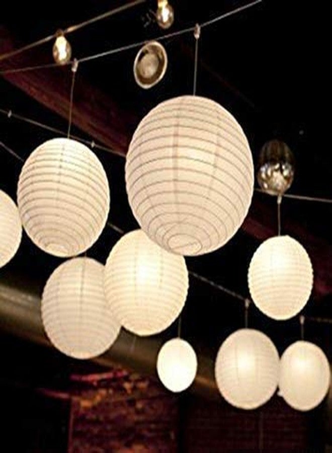 SHB Paper Lamp Lantern Shade for Decoration Home Office Room Party Gardern (12 Inch; White) 10 Pieces (Multi) - Image 1