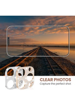 Y&D [2022 NEW] for iPhone 14 Pro Max & Camera Lens Protector Bling [No Glass], Pro, Glitter Diamond Metal Cover Phone Accessories, Silver+Rose Gold  - Image 4
