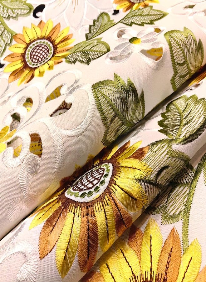 AMZALI Rectangular Table Runner, Embroidered Sunflower Cutwork Floral Dresser Scarf for Home Kitchen Dining Holiday Party Tabletop Decoration 14"x 70" - Image 5