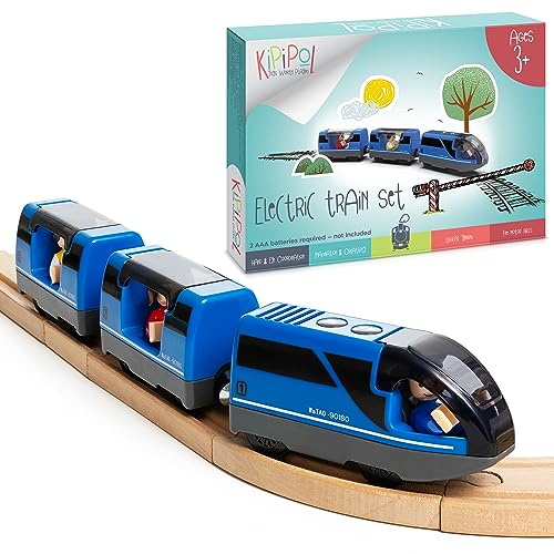 KipiPol Battery Operated Action Locomotive Toy Train Set for Wooden Tracks MagneticCompatible with Thomas The Train Toys Brio Tram Set for Toddlers 35 and up Stocking Stuffers for Kids - Image 1