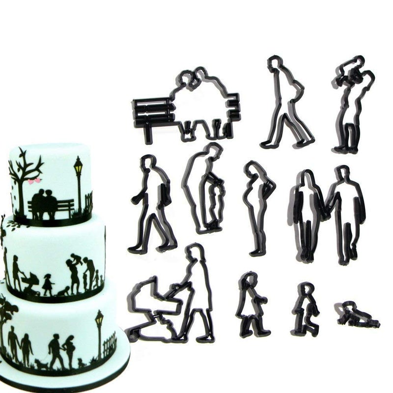 Dycica Family Fondant Cutters  Airlxf 11 PCS Wedding Cookie Cutter Set for Anniversary/Bridal/Engagement Cake Decorating Sugarcraft Cutting Tool (Family Fondant Cutters) - Image 5