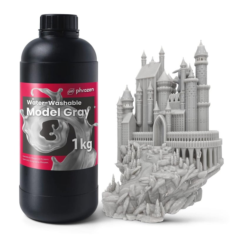Phrozen 3D Printer Water-Washable Rapid Resin, Model Gray 405nm LCD UV-Curing Photopolymer Resin for High Precision Printing, Low Odor, Non-Brittle, Easy to Print, Easy to Clean and Cure (1KG) - Image 1