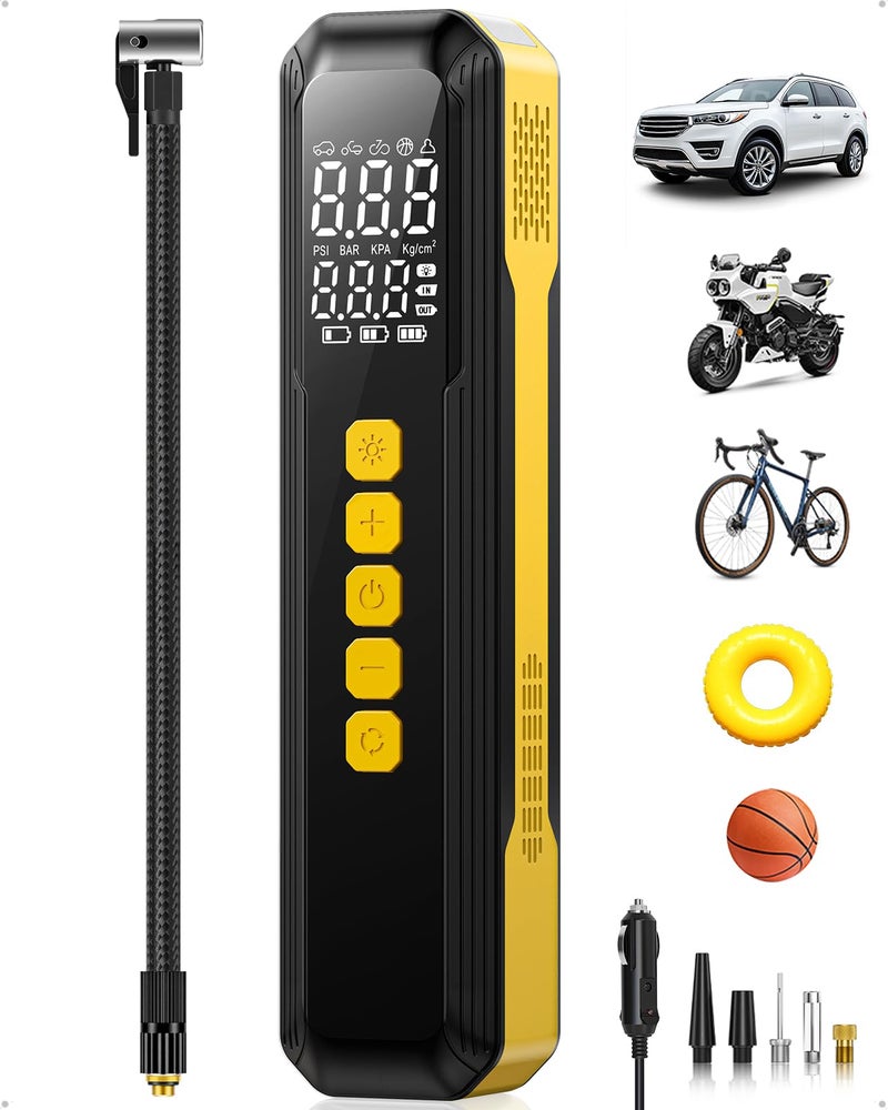 KIAIR Tire Inflator Portable Air Compressor, 150PSI Air Pump for Car Tires with LED Light, Cordless Tire Pump with Digital Pressure Gauge, Tire Inflator for Car, Bike, Motorcycle, Ball (Full) - Image 1