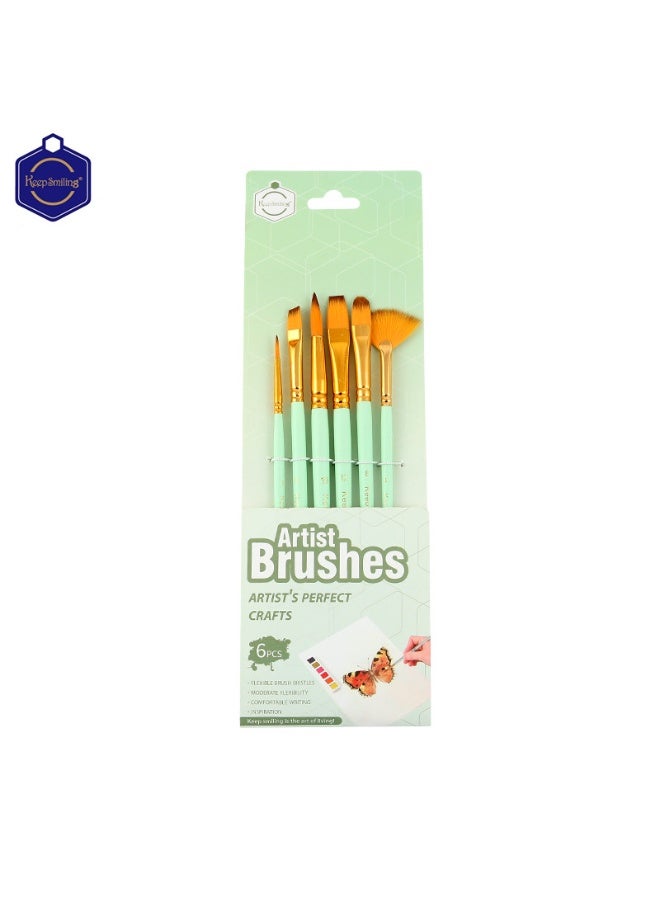 Keep Smiling Artist Nylon Brush Set – 6 PCS - Image 2
