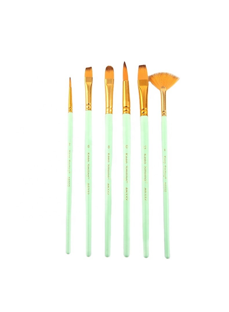 Keep Smiling Artist Nylon Brush Set – 6 PCS - Image 1