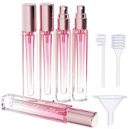 seafulee Travel Perfume Bottle Refillable 10ml 5 PCS Cologne Sprayer Mini Perfume Atomizer Empty SmallContainers For Toiletries Pink Square - Image 1