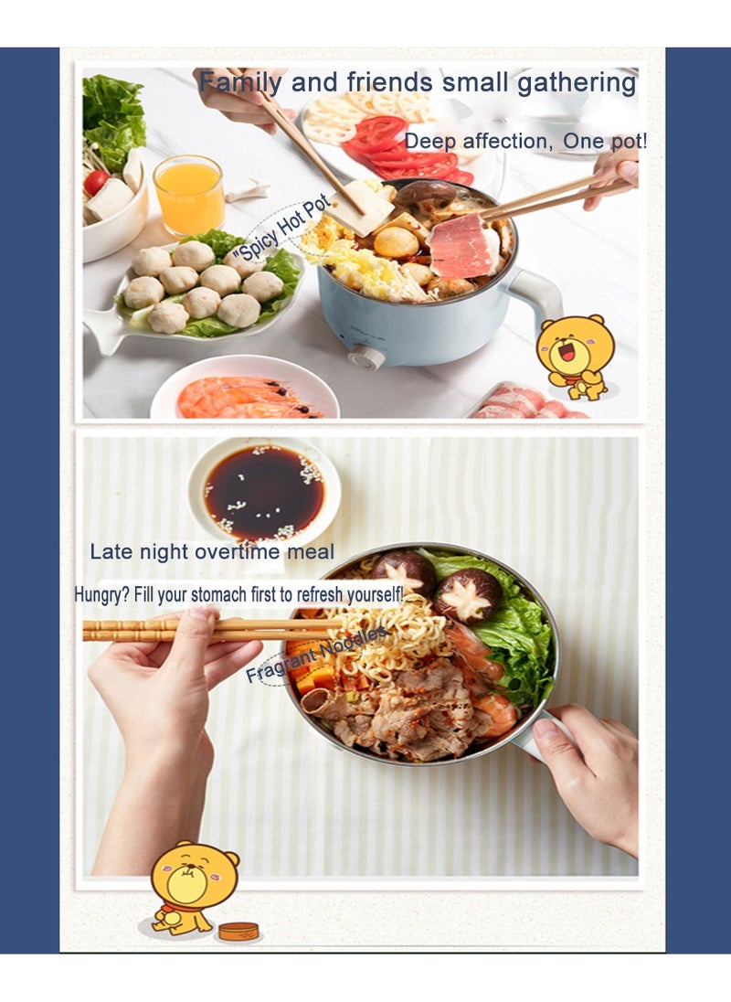 Bear - 1.2L Mini Multifunctional Electric Cooker Non Stick Pan 600W Portable Stainless Steel Multi Purpose Electric Cooking Hot Pot - Image 1