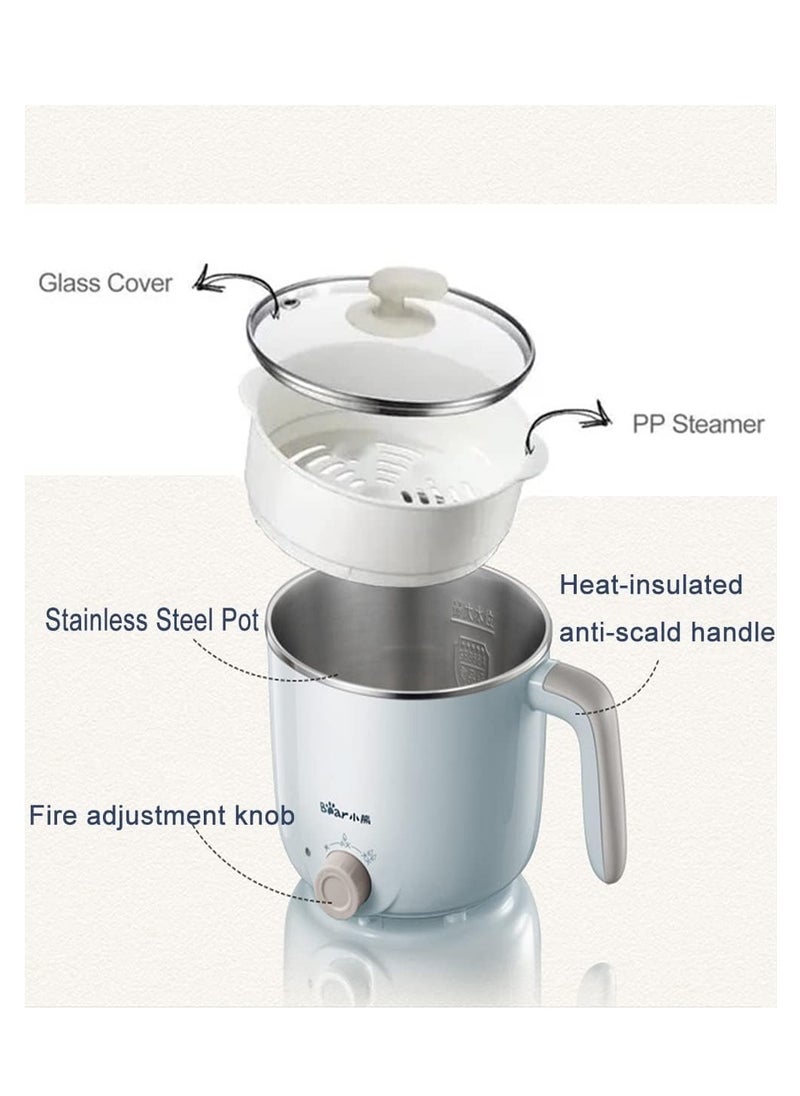 Bear - 1.2L Mini Multifunctional Electric Cooker Non Stick Pan 600W Portable Stainless Steel Multi Purpose Electric Cooking Hot Pot - Image 1