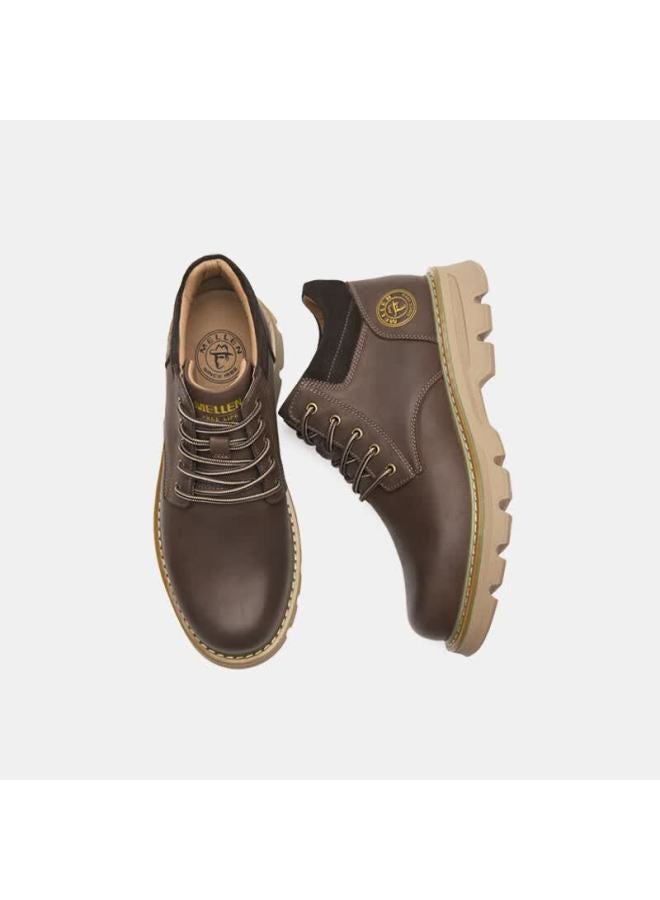 Mellen Low-top Round Toe Fashion Boots Vintage Leather Anti-slip Wear-resistant Martin Boots Mf797301 Dark Brown Size 44 - Image 2