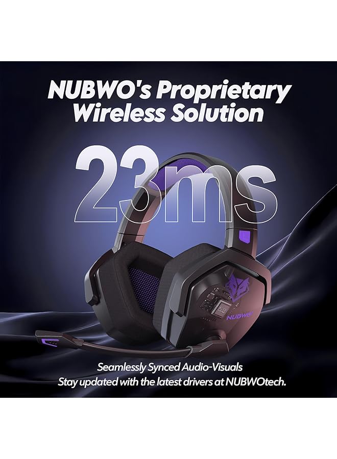 NUBWO G06 Wireless Gaming Headset With Microphone For Ps5 Ps4 Pc 100 Hr Wireless Controller & Switch Gaming Headphones With Three Connection Modes (Purple) - Image 3