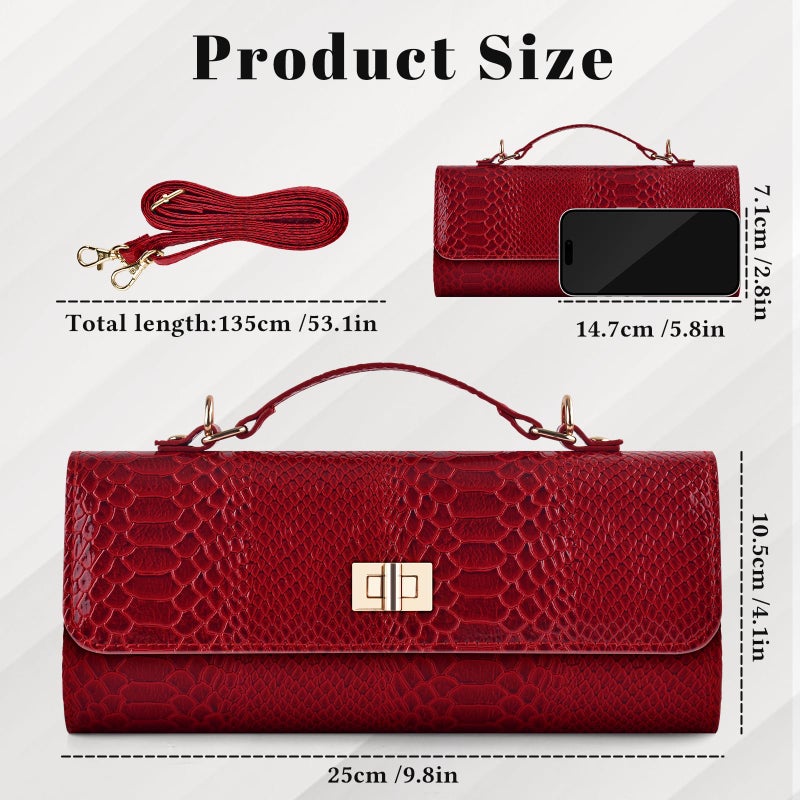 ERKOON Evening Bag Clutch Purses for Women Handbag for Formal Wedding Party Cocktail Prom Crossbody Envelope Bag with Detachable Shoulder Strap (Red) - Image 4