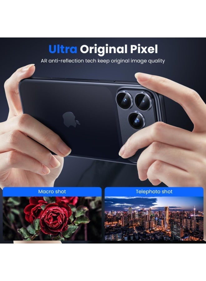 iPhone 17 Pro Max Camera Lens Protector - Matte Metal Plate Military Grade Shatterproof 9H Tempered Camera Glass Cover, Scratch Resistant, Case Friendly - Image 2