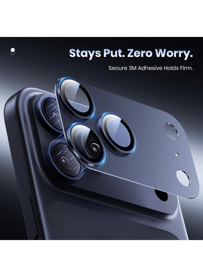 iPhone 17 Pro Max Camera Lens Protector - Matte Metal Plate Military Grade Shatterproof 9H Tempered Camera Glass Cover, Scratch Resistant, Case Friendly - Image 3