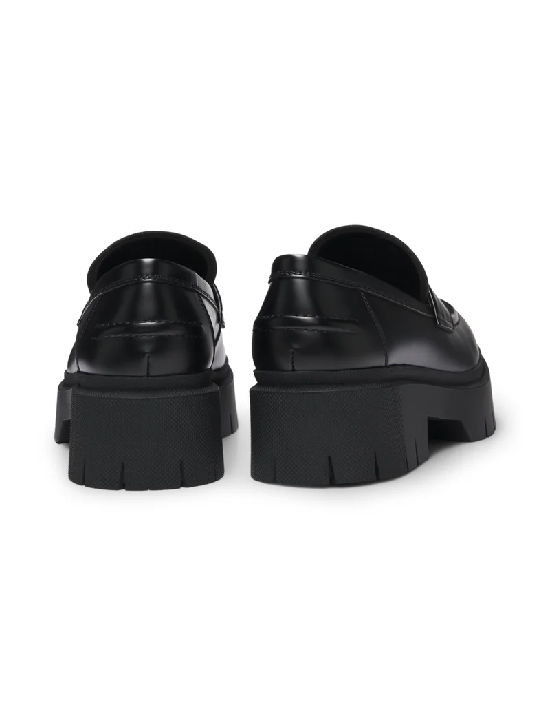 HUGO Stacked-logo loafers in faux leather