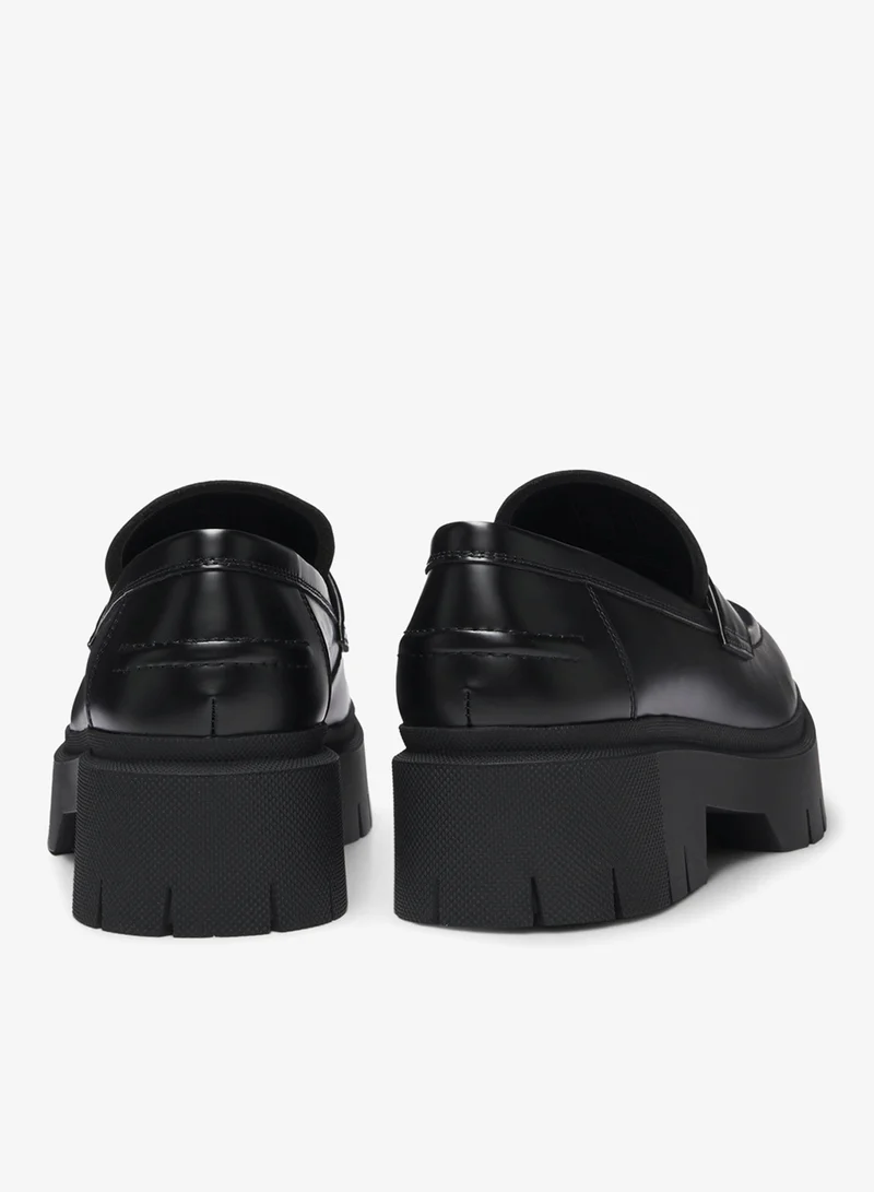 HUGO Stacked-logo loafers in faux leather