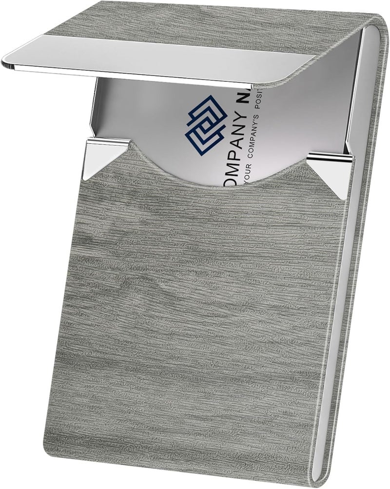 DMFLY Business Card Holder with Ultra Slim Design, Business Card Case with Premium PU Leather, Suit Pocket Metal Card Holder for Women/Men, Magnetic Closure Quick Access Cards - Image 1