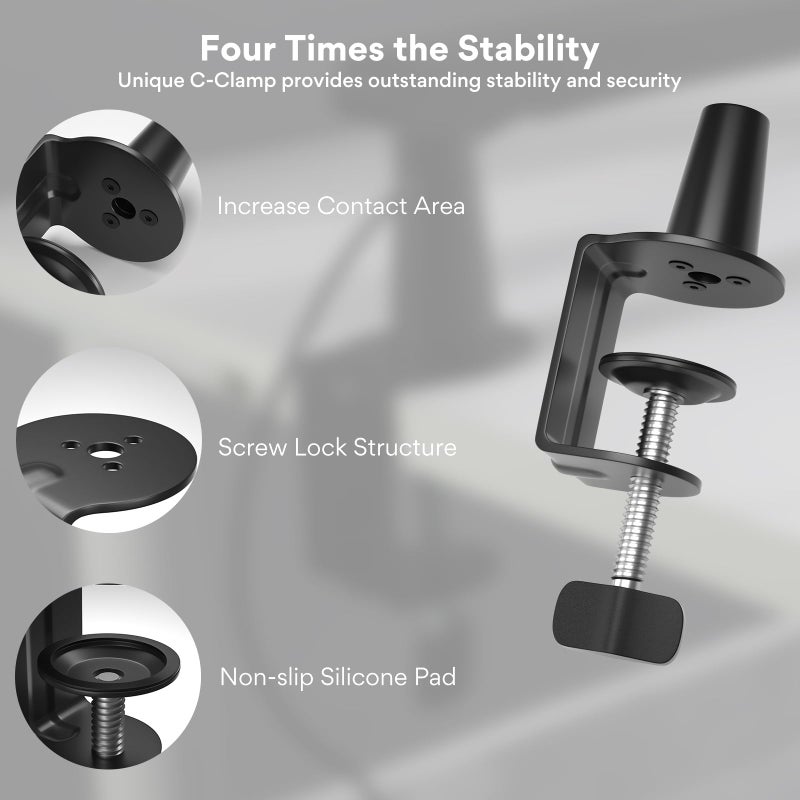 Maono ذراع ميكروفون MAONO، ذراع ميكروفون مع قنوات إدارة الكابلات، مشبك مكتب، تركيب متعدد الاستخدامات، وقابل للتعديل بالكامل، حامل ميكروفون ثقيل الوزن للبودكاست (ملف منخفض (BA92 أسود)) - Image 4