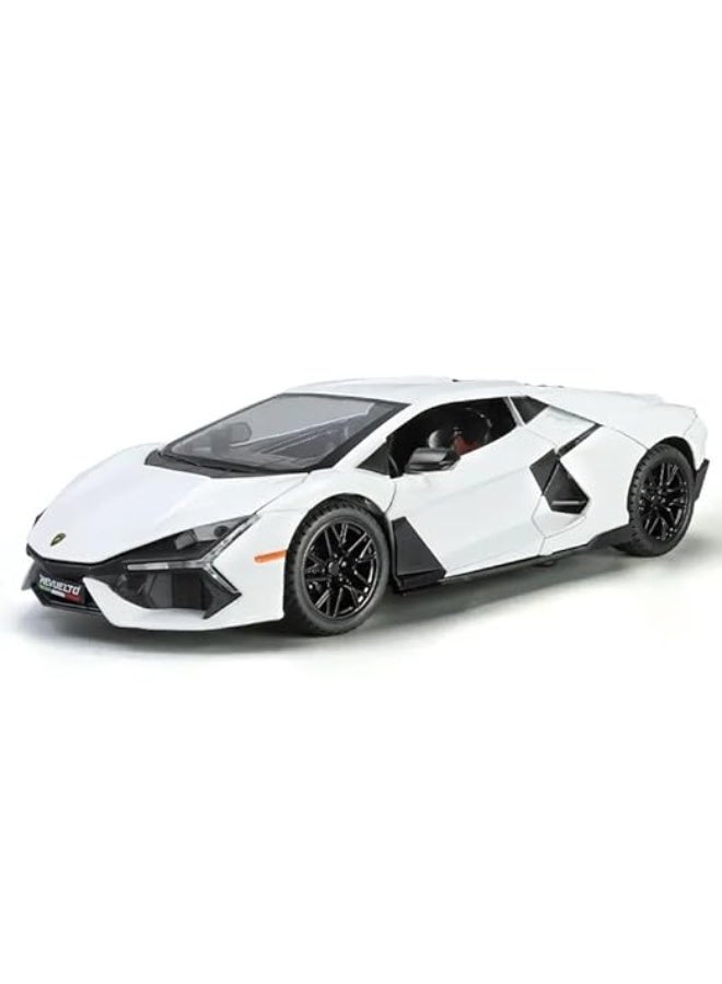 LAMBORGHINI Toy Lamborghini Reventon Metal Diecast Model Car with Sound, Light & Pullback, White - Image 5