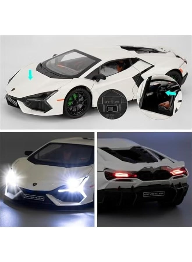 LAMBORGHINI Toy Lamborghini Reventon Metal Diecast Model Car with Sound, Light & Pullback, White - Image 2