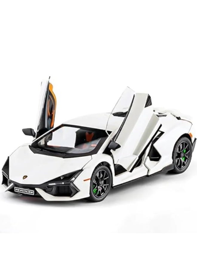 LAMBORGHINI Toy Lamborghini Reventon Metal Diecast Model Car with Sound, Light & Pullback, White - Image 1