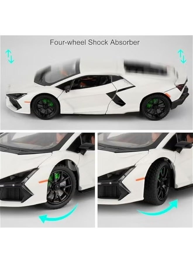 LAMBORGHINI Toy Lamborghini Reventon Metal Diecast Model Car with Sound, Light & Pullback, White - Image 3