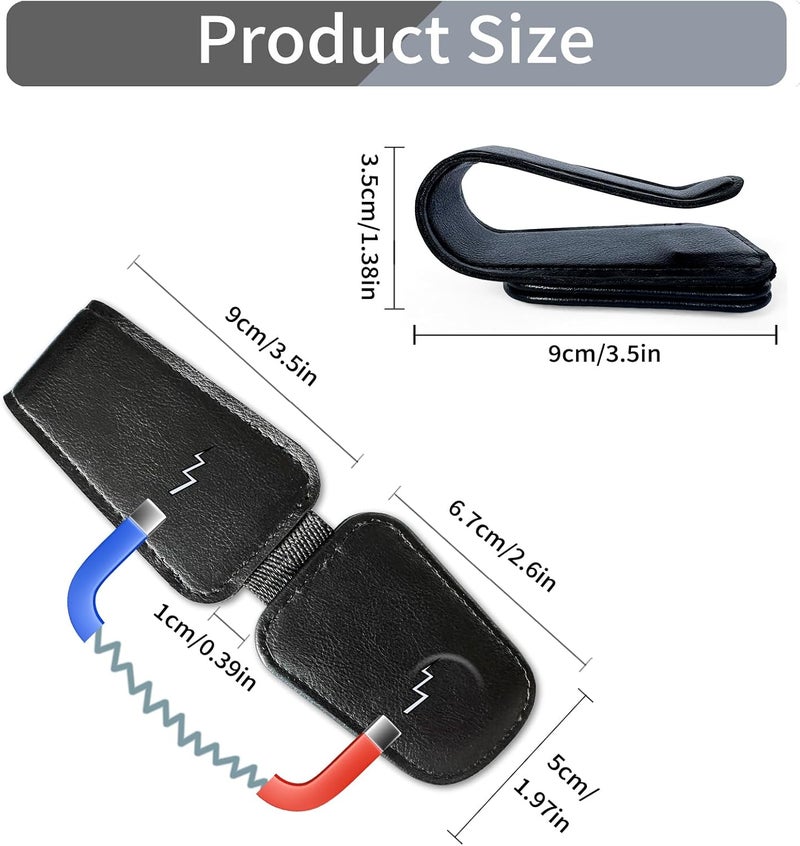 TILDOSAC Sunglass Holder Organizer Clip for Car Visor, Durable and Scratch Resistant Sunglasses Organizer with Magnetic Clip, 2Pack Black Car Interior Essentials Accessories for Men Women Aesthetic - Image 3